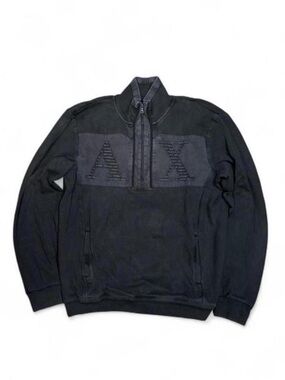 Armani Exchange Quarter Zip Black Crewneck